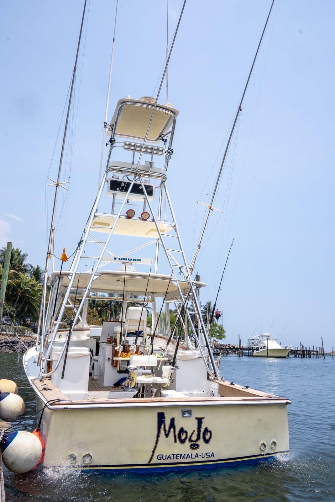 A Big Buoys sportfishing Bertram at the dock, Puerto San José, Guatemala